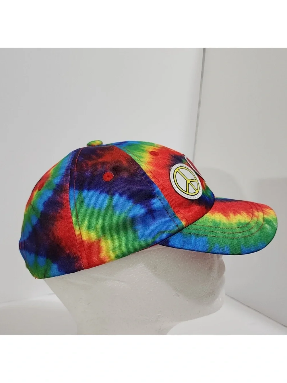 Tie-Dye Kids Baseball Hat with Peace & Heart Patches - Multicolor